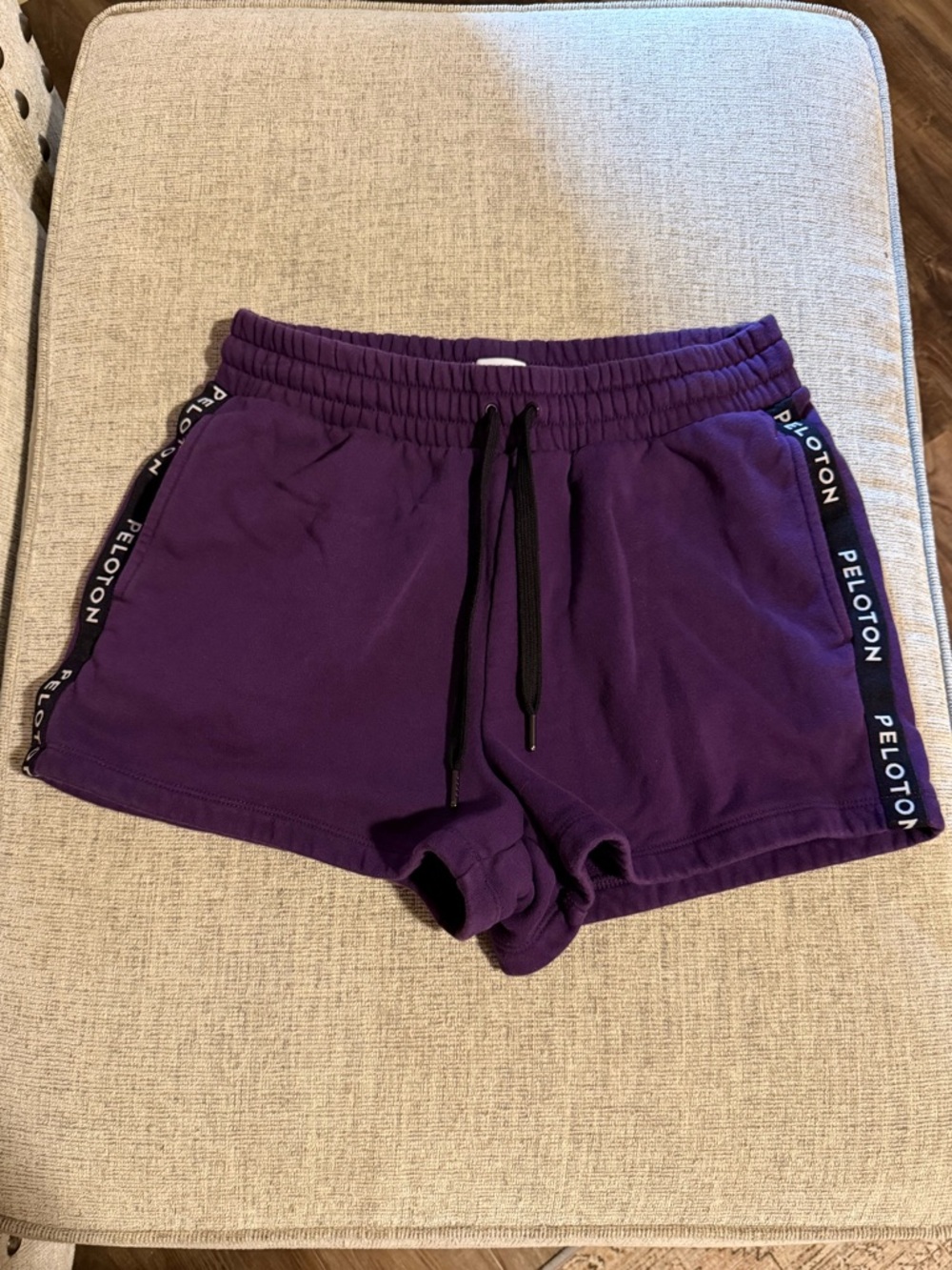 Peloton Purple Athletic Knit Shorts with Side Logo Tape